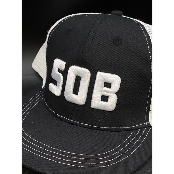 SOB Subaru Of Bend Oregon Snapback Mesh Trucker Hat Black White - Picture 3 of 6